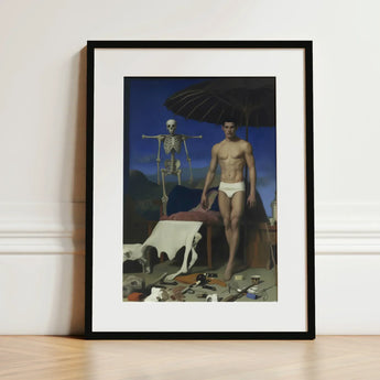 Dr. Death - Surreal Gay Vampire Art Print / Canvas Black-framed Painting Man White Skeleton, Prints