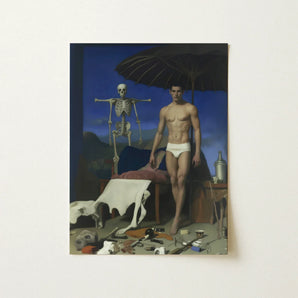 Dr. Death - Surreal Gay Vampire Art Print / Canvas Oil Painting Muscular Man White Underwear Black, Prints