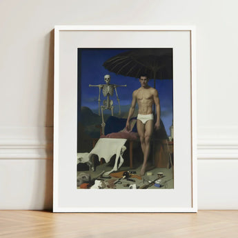 Dr. Death - Surreal Gay Vampire Art Print / Canvas White-framed Painting Man White Umbrella, Prints