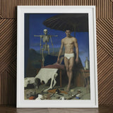 Dr. Death - Surreal Gay Vampire Art Print / Canvas White-framed Painting Nude Man White, Prints