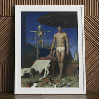 Dr. Death - Surreal Gay Vampire Art Print / Canvas White-framed Painting Nude Man White, Prints