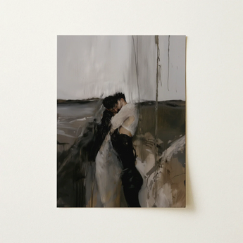 Dripping - Surreal Gay Couple Art Print / Canvas Moody Abstract Painting Canvas Two Figures Desaturated Palette Latino Gay Couple, Surreal