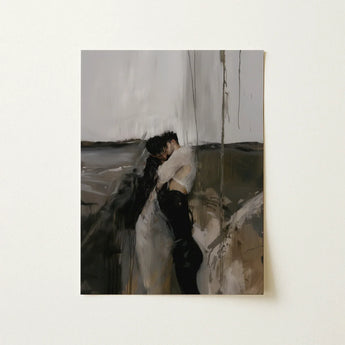 Dripping - Surreal Gay Couple Art Print / Canvas Moody Abstract Painting Two Figures Desaturated Palette Latino, Prints