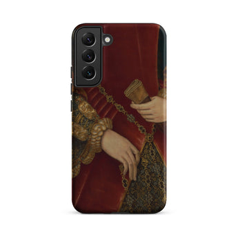 Duchess of Norfolk - Hans Eworth Phone Case Samsung Galaxy S22 Plus / Matte Red Velvet-clad Figure Ornate Gold Embroidery Book Depicted