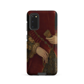 Duchess of Norfolk - Hans Eworth Phone Case Samsung Galaxy S20 / Matte Red Velvet-clad Figure Ornate Gold Embroidery Chain Book Hans