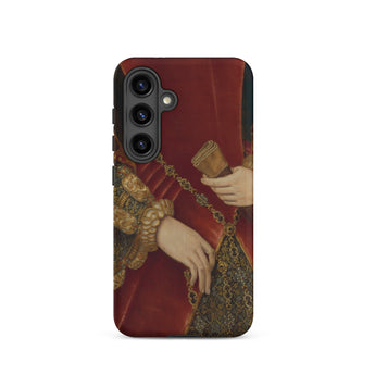 Duchess of Norfolk - Hans Eworth Phone Case Samsung Galaxy S24 / Matte Red Velvet-clad Figure Ornate Gold Embroidery Chain-wrapped Object