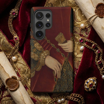 Duchess of Norfolk - Hans Eworth Phone Case Red Gold Ornate Phone Case Classical Painting Hand Hans Eworth, Tudor Portrait, Velvet Threat