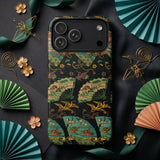 Ducks & Cranes Fan Pattern - G.a. Audsley Phone Case Black Phone Case Adorned Vibrant Traditional Japanese-inspired Pattern Meiji-era
