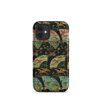 Ducks & Cranes Fan Pattern - G.a. Audsley Phone Case Iphone 12 Mini / Matte Patterned Phone Case Meiji-era Textile Patterns, Cranes Fan