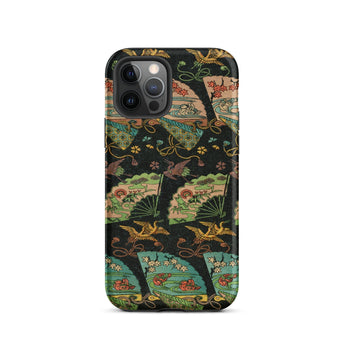 Ducks & Cranes Fan Pattern - G.a. Audsley Phone Case Iphone 12 Pro / Matte Patterned Phone Case Meiji-era Textile Patterns, Cranes Fan