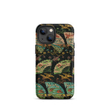Ducks & Cranes Fan Pattern - G.a. Audsley Phone Case Iphone 13 Mini / Matte Patterned Phone Case Meiji-era Textile Patterns, Cranes Fan