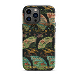 Ducks & Cranes Fan Pattern - G.a. Audsley Phone Case Iphone 13 Pro Max / Matte Patterned Iphone Case Meiji-era Textile Patterns, Cranes Fan