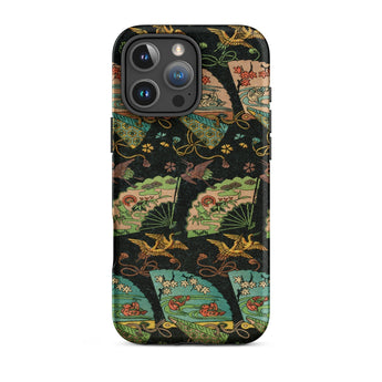 Ducks & Cranes Fan Pattern - G.a. Audsley Phone Case Iphone 16 Pro Max / Matte Patterned Phone Case Meiji-era Textile Patterns, Cranes Fan