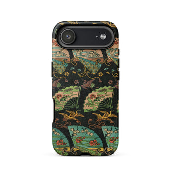 Ducks & Cranes Fan Pattern - G.a. Audsley Phone Case Iphone 17 Air / Matte Black Colorful Floral Bird Design Made Meiji-era Textile