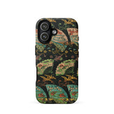 Ducks & Cranes Fan Pattern - G.a. Audsley Phone Case Iphone 17 / Matte Black Teal Phone Case Floral Design Made Plastic Meiji-era Textile