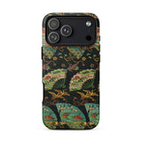 Ducks & Cranes Fan Pattern - G.a. Audsley Phone Case Iphone 17 Pro Max / Matte Black Green Floral Phone Case Birds Fan Design Meiji-era