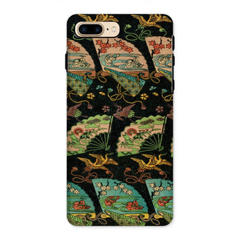 Ducks & Cranes Fan Pattern - G.a. Audsley Phone Case Iphone 8 Plus / Matte Phone Case Japanese Fan Pattern Birds Floral Designs Meiji-era
