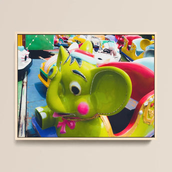 No Dumbo 2 + too Giclée Print / Canvas Vibrant Lime Green Elephant-themed Amusement Park Ride Pink, Living Space, Waking Dream Prints