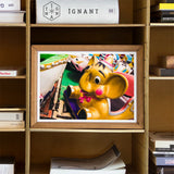 No Dumbo Giclée Print / Canvas Framed Photograph Yellow Cartoon Mouse Character Amusement Park, Vibrant Carousel Elephant, Fair Trade