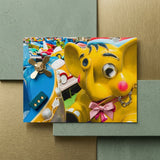 No Dumbo Three Giclée Print / Canvas Bright Yellow Cartoon Elephant Pink Bow Metallic Dumbo Three Giclée, Giclée Print, Waking Dream