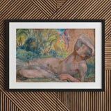 Dying Adonis - Magnus Enckell Fine Art Print / Canvas Black Framed Artwork White Mat Pastel-colored Nude Figure Enckell’s Lies, Restless