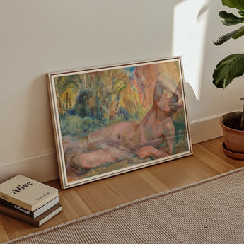 Dying Adonis - Magnus Enckell Fine Art Print / Canvas Framed Impressionist-style Painting Nude Figure Lush Colorful Garden Enckell’s Lies,