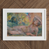 Dying Adonis - Magnus Enckell Fine Art Print / Canvas White Framed Nude Figure Painting Canvas Straw Hat Enckell’s Adonis Lies, Restless
