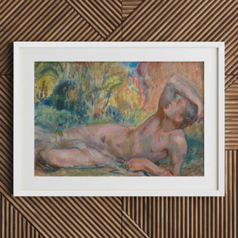 Dying Adonis - Magnus Enckell Fine Art Print / Canvas White Framed Nude Figure Painting Straw Hat Enckell’s Lies, Restless Foliage, Final