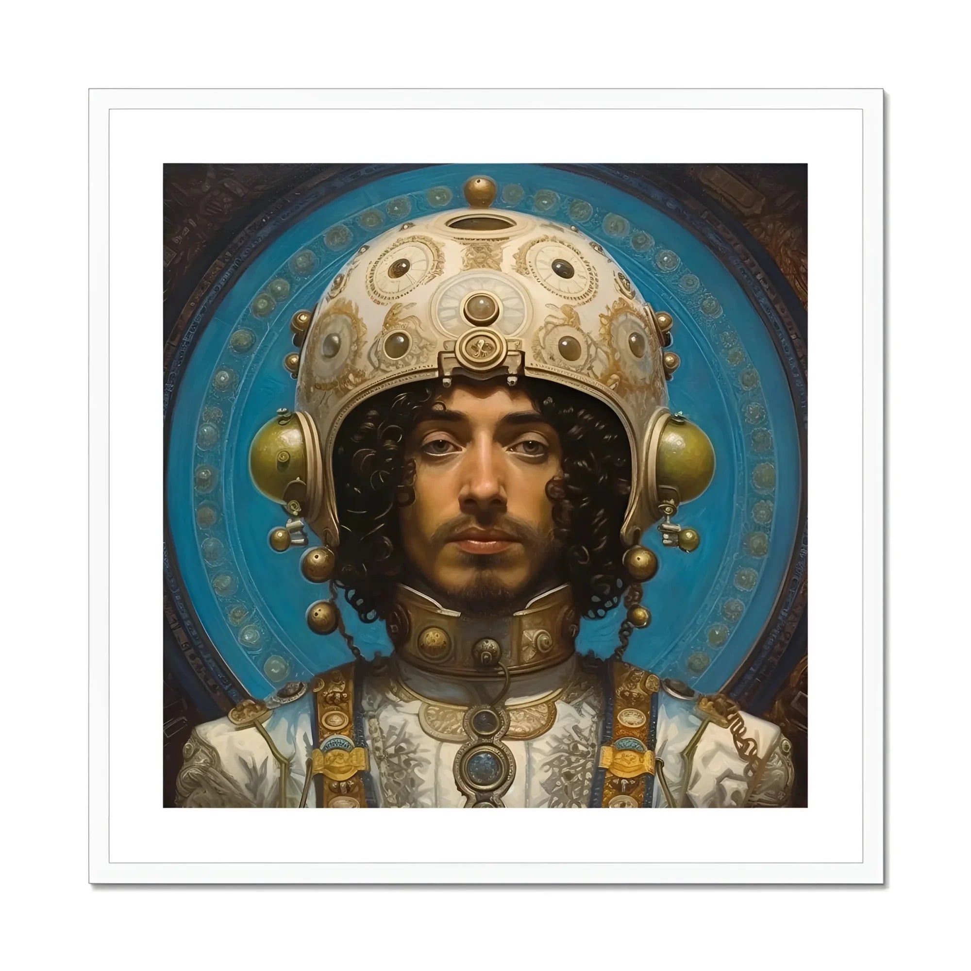 Mehdi the Gay Astronaut - Gays in Space Fine Art Print, Ornate Portrait Man Helmet