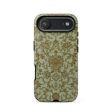 Earthy Chinese Florals - Owen Jones Phone Case Iphone 17 Air / Matte Green Floral Patterned Gold Accents Textured, Victorian Design
