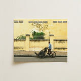 Easy Rider - Phnom Penh Rickshaw Photography Art Print / Canvas Man Light Blue Shirt Rides Traditional Three-wheeled Street, Cambodian