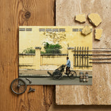 Easy Rider - Phnom Penh Rickshaw Photography Art Print / Canvas Man Light Blue Shirt Rides Vintage Three-wheeled Rickshaw Phnom Penh Street