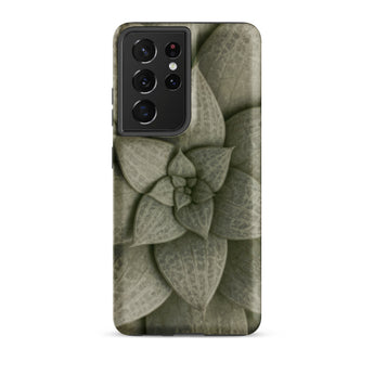 Echeveria Succulent Pattern Phone Case Samsung Galaxy S21 Ultra / Matte Sleek Phone Case Detailed Muted Green Succulent Design Echeveria