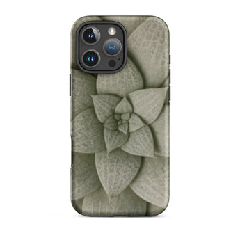 Echeveria Succulent Pattern Phone Case Iphone 16 Pro Max / Matte Sleek Matte-finish Phone Case Detailed Muted Green Succulent Echeveria