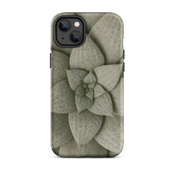 Echeveria Succulent Pattern Phone Case Iphone 14 Plus / Matte Sleek Matte-finish Phone Case Detailed Muted Green Succulent Echeveria