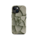 Echeveria Succulent Pattern Phone Case Iphone 15 / Matte Sleek Matte-finish Phone Case Detailed Muted Green Succulent Echeveria Rosette