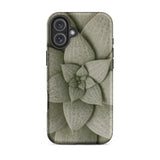 Echeveria Succulent Pattern Phone Case Iphone 16 Plus / Matte Sleek Matte-finish Phone Case Detailed Muted Green Succulent Echeveria