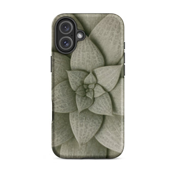 Echeveria Succulent Pattern Phone Case Iphone 16 Plus / Matte Sleek Matte-finish Phone Case Detailed Muted Green Succulent Echeveria