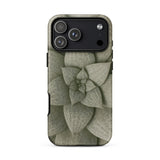 Echeveria Succulent Pattern Phone Case Iphone 17 Pro Max / Matte Sleek Matte-finish Phone Case Detailed Muted Green Succulent Echeveria