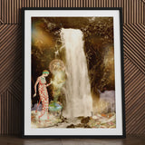 Echo the Siren Assassin - Greek Sea Witch Myth Art Print Framed Artwork Woman Ornate Red White Patterned Dress, Aquatic Realm Prints