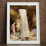 Echo the Siren Assassin - Greek Sea Witch Myth Art Print White-framed Artwork Woman Ornate Red White Patterned Dress, Aquatic Realm Prints