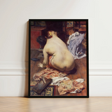 El Descanso De La Modelo - Antonio Cortina Farinós Art Print / Canvas Black-framed Reproduction édouard Manet’s ?Olympia” Painting, Farinós’,