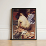 El Descanso De La Modelo - Antonio Cortina Farinós Art Print / Canvas Black-framed Classical Painting Nude Woman Interior, Farinós’, Prints