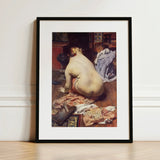 El Descanso De La Modelo - Antonio Cortina Farinós Art Print / Canvas Black-framed Classical Painting Nude Figure Interior, Farinós’, Prints