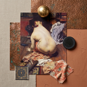 El Descanso De La Modelo - Antonio Cortina Farinós Art Print / Canvas Reproduction Classical Painting Nude Figure Intimate Cluttered