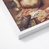 El Descanso De La Modelo - Antonio Cortina Farinós Art Print / Canvas White-framed Classical Painting Scene Earthy Tones, Farinós’, Prints