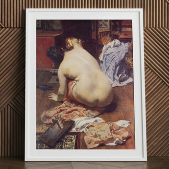 El Descanso De La Modelo - Antonio Cortina Farinós Art Print / Canvas White-framed Classical Painting Nude Figure Floor, Farinós’, Prints