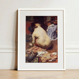 El Descanso De La Modelo - Antonio Cortina Farinós Art Print / Canvas White-framed Classical Painting Nude Woman Interior, Farinós’, Prints
