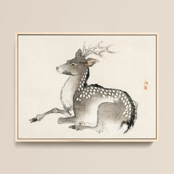 Elk - Kōno Bairei Meiji-era Nihonga Deer Art Print / Canvas, 16x12’’ / 41x31cm / Natural Frame, Posters Prints & Visual Artwork, Toby Leon