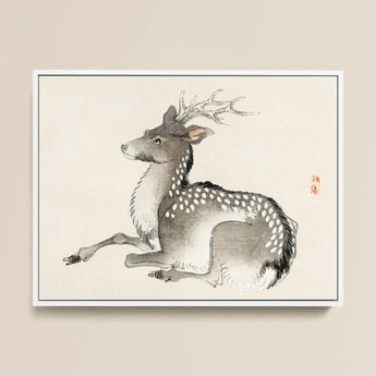 Elk - Kōno Bairei Meiji-era Nihonga Deer Art Print / Canvas, 16x12’’ / 41x31cm / White Frame, Posters Prints & Visual Artwork, Toby Leon